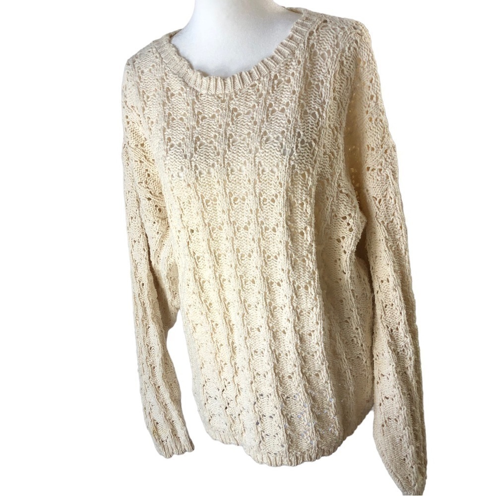 Norton McNaughton Petites Cotton Knit Pullover Sweater Women XLP Off White